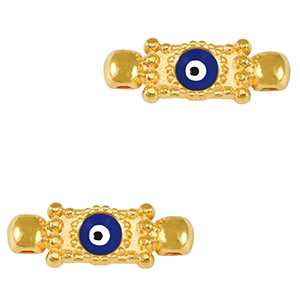 Breloques en m&eacute;tal DQ connecteur Oeil porte-bonheur Dor&eacute;-bleu fonc&eacute; (sans nickel)