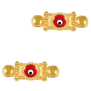 Breloques en m&eacute;tal DQ connecteur Oeil porte-bonheur Dor&eacute;-rouge (sans nickel)