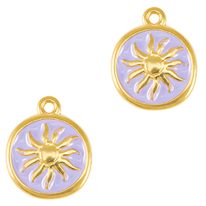 Breloques en m&eacute;tal DQ soleil Dor&eacute;-violet lavande (sans nickel)