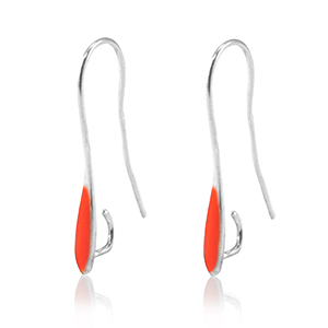 Appr&ecirc;ts en m&eacute;tal DQ boucles d'oreilles Argent&eacute; antique-rouge (sans nickel)