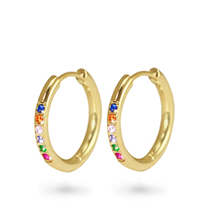 Boucles d'oreilles en acier Inox cr&eacute;oles zirconium 11mm Dor&eacute;