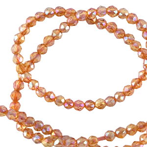 Perles &agrave; facettes rondes 2mm Orange flamme-AB Coating
