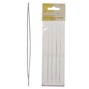 Beadsmith Big eye aiguilles &agrave; perles 13cm Argent&eacute;