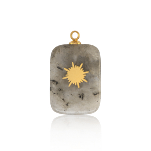 Breloques en acier Inox rectangle soleil Dor&eacute;-gris
