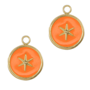 Breloques en acier Inox &eacute;toile Dor&eacute;-orange n&eacute;on