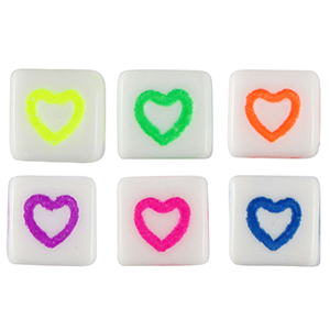 Perles lettres acryliques coeurs Blanc