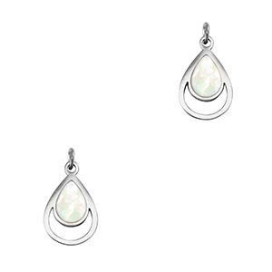 Breloques en acier Inox coquille goutte Argent&eacute;-blanc (couleur naturelle)