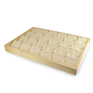 Pr&eacute;sentoir bijoux 24 cases pour bijoux divers Naturel-beige