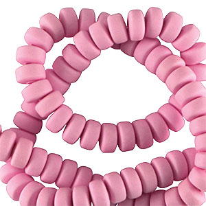 Perles en polym&egrave;re rondelles 7mm Rose azal&eacute;e