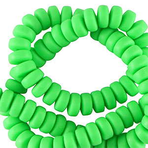 Perles en polym&egrave;re rondelles 7mm Vert n&eacute;on