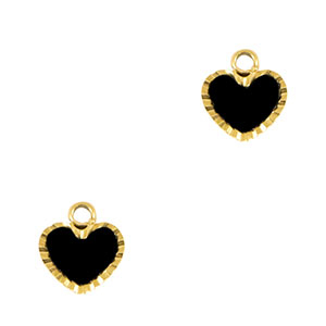 Breloques en acier Inox coeur Dor&eacute;-noir