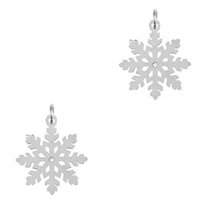 Breloques en acier Inox flocon de neige Argent&eacute;