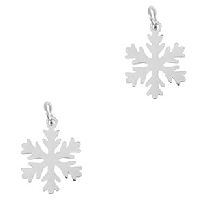 Breloques en acier Inox flocon de neige Argent&eacute;