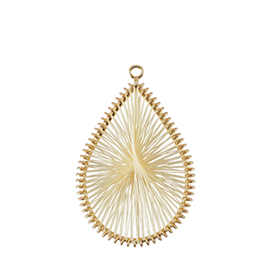 Pendentifs au crochet avec fil macram&eacute; goutte Dor&eacute;-blanc cass&eacute;