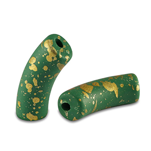 Perles acryliques tube mat Vert fonc&eacute;-dor&eacute;