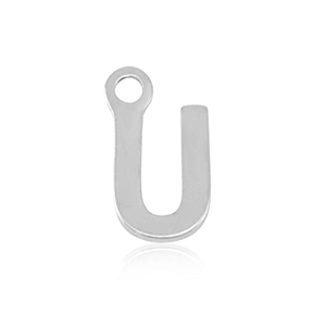 Breloques en acier Inox alphabet lettre U Argent&eacute;