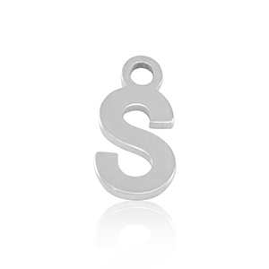 Breloques en acier Inox alphabet lettre S Argent&eacute;