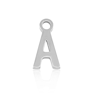 Breloques en acier Inox alphabet lettre A Argent&eacute;