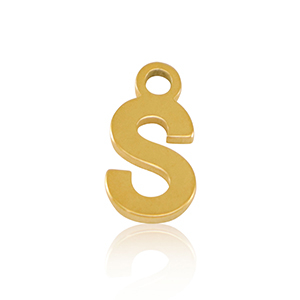 Breloques en acier Inox alphabet lettre S Dor&eacute;