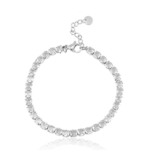 Bracelets en acier Inox Argent&eacute;-cristal