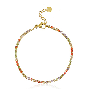 Bracelets en acier Inox Dor&eacute;-multicolore