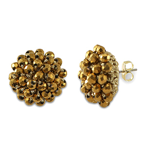 Boucles d&rsquo;oreilles facett&eacute;es avec anneau Dor&eacute;