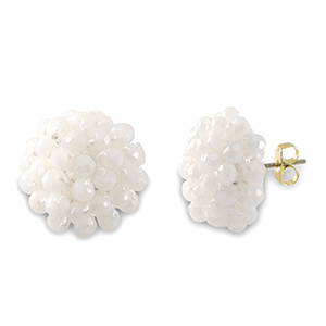 Boucles d&rsquo;oreilles facett&eacute;es avec anneau Blanc