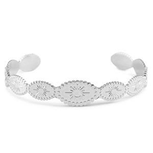 Bracelets en acier Inox jonc soleil Argent&eacute;
