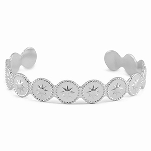 Bracelets en acier Inox jonc &eacute;toile Argent&eacute;