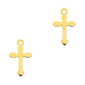 Breloques en acier Inox croix Dor&eacute;