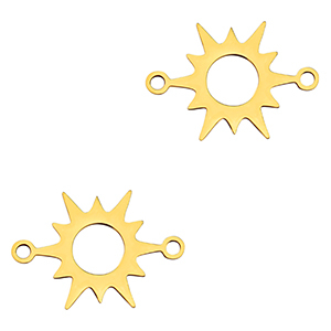 Breloques en acier Inox connecteur soleil Dor&eacute;