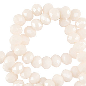 Perles &agrave; facettes 3x2mm disque Heishi Blanc vanill&eacute;-pearl shine coating