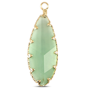 Pendentifs en verre Crystal Glass ovale Vert pomme-dor&eacute;
