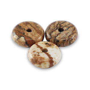 Pierres naturelles Jaspe Dalmatien rondelles 6mm Marron du d&eacute;sert