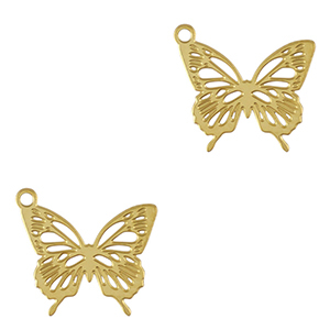 Breloques en acier Inox papillon Dor&eacute;
