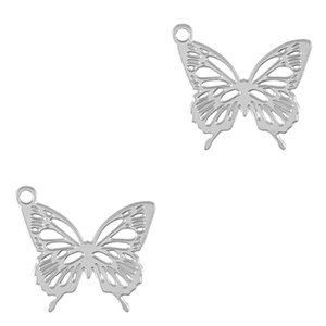 Breloques en acier Inox papillon Argent&eacute;