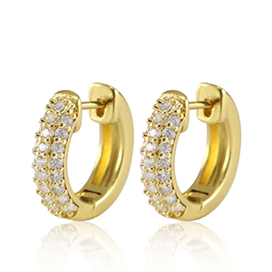 M&eacute;tal TQ laiton boucles d'oreilles zirconium Dor&eacute;