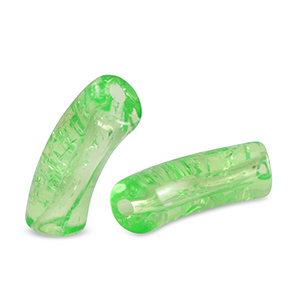 Perles tubes acryliques craquel&eacute; Vert p&eacute;ridot