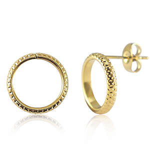 Boucles d'oreilles en acier Inox 14mm Dor&eacute;
