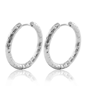 Boucles d'oreilles en acier Inox cr&eacute;oles 25mm Argent&eacute;