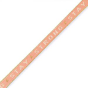 Ruban texte "stay strong" Rouge corail-beige