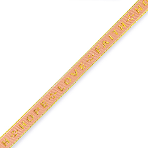 Ruban texte "love faith hope" Rouge corail-dor&eacute;