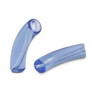 Perles tubes acryliques Bleu caroline