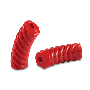 Perles tubes acryliques torsad&eacute; Rouge