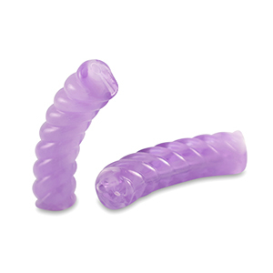 Perles tubes acryliques torsad&eacute; Violet transparent