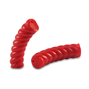 Perles tubes acryliques torsad&eacute; Rouge