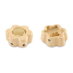 Perles tile fleur Beige abricot-dor&eacute;