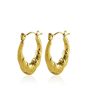 Boucles d'oreilles en acier Inox cr&eacute;oles ovale Dor&eacute;