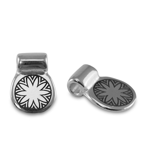 Poussoirs en m&eacute;tal DQ fleur Argent&eacute; antique (sans nickel)