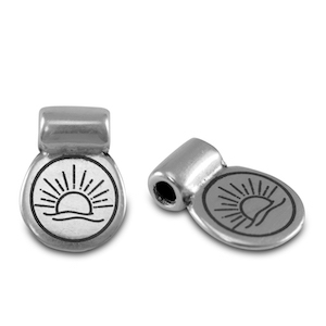 Poussoirs en m&eacute;tal DQ soleil Argent&eacute; antique (sans nickel)
